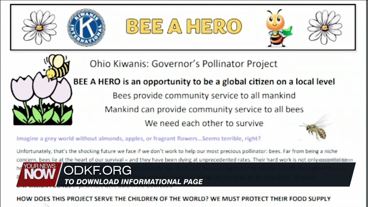 Kiwanis Ohio District Governor encouraging pollinator habitats with Bee a Hero project